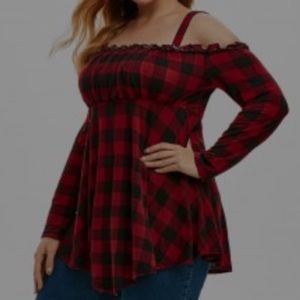 NWT Rosegal 3X Black/Red Plaid Top